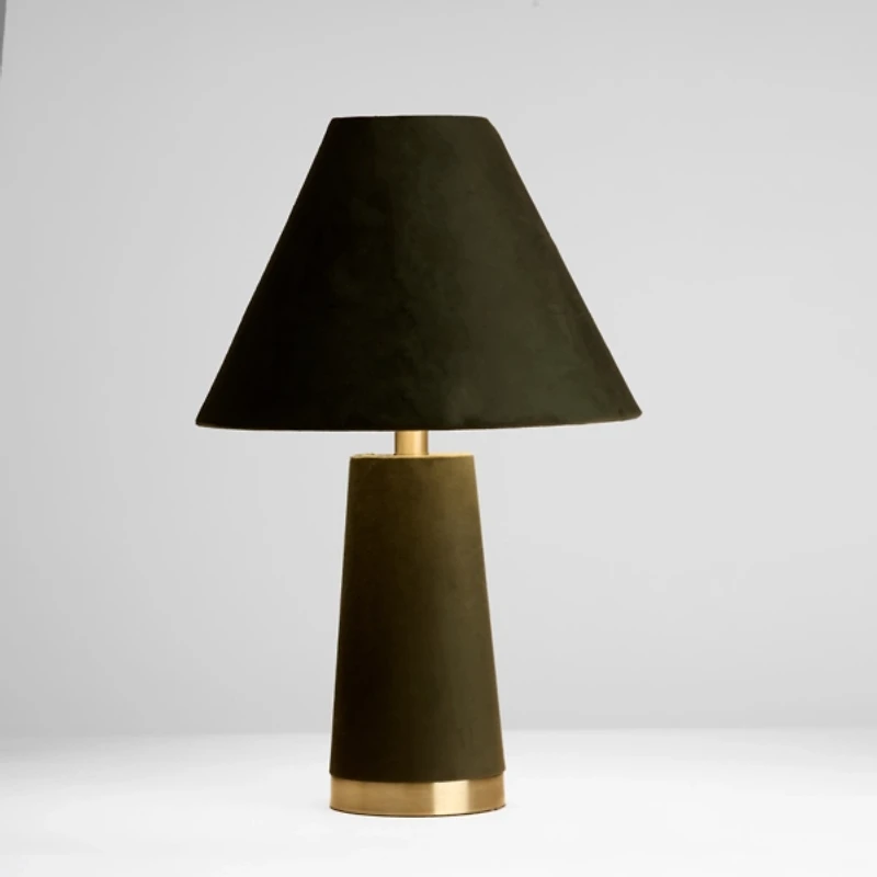Dark Green Velvet Monochrome Table Lamp