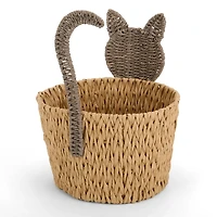 Gray Cat Rattan Basket