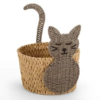 Gray Cat Rattan Basket