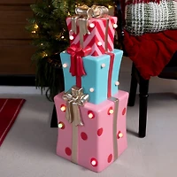 LED Pink Present Stack Blow Mold Statue