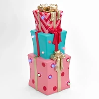 LED Pink Present Stack Blow Mold Statue