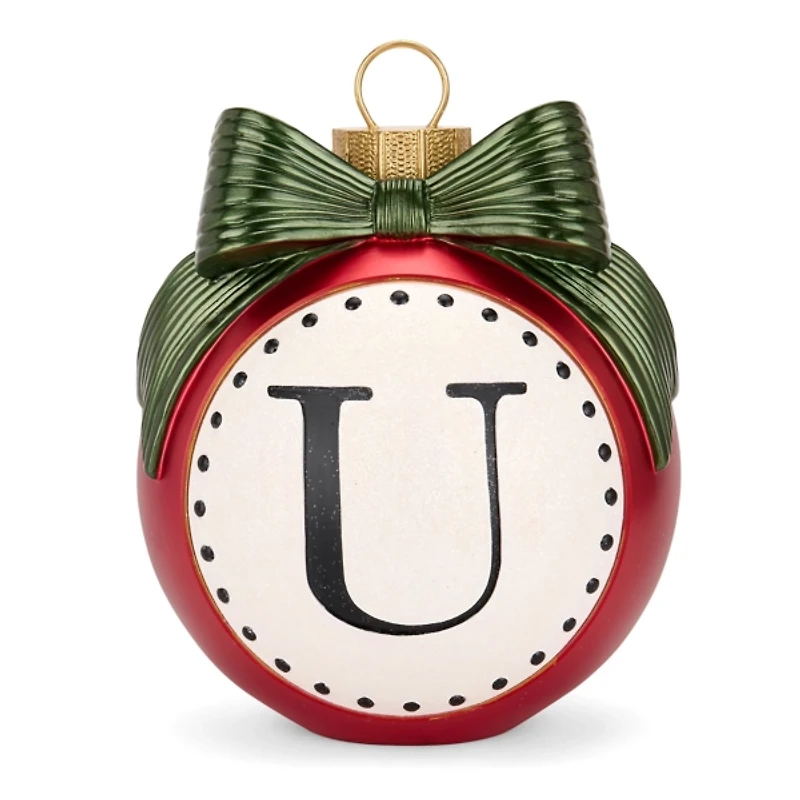 Red & Green Monogram U Christmas Ornament Statue