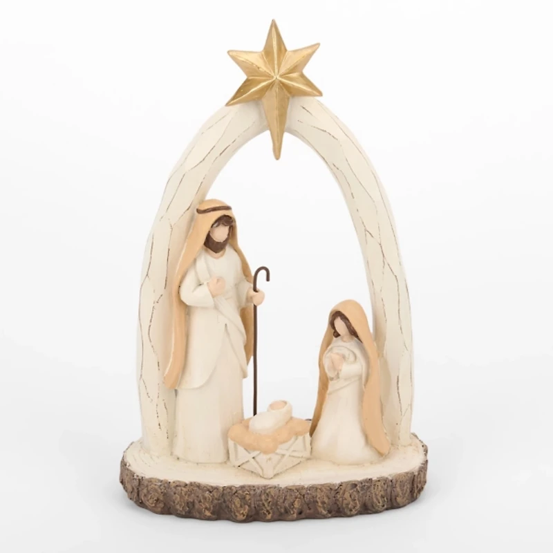 Ivory Carved Nativity Scene with Star Figurine