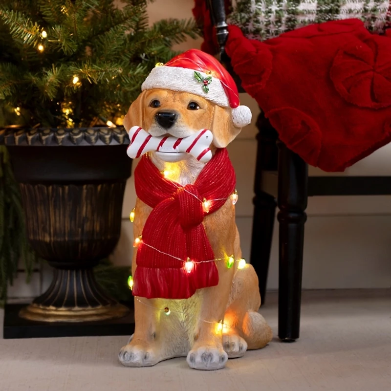 LED Golden Retriever Christmas Statue