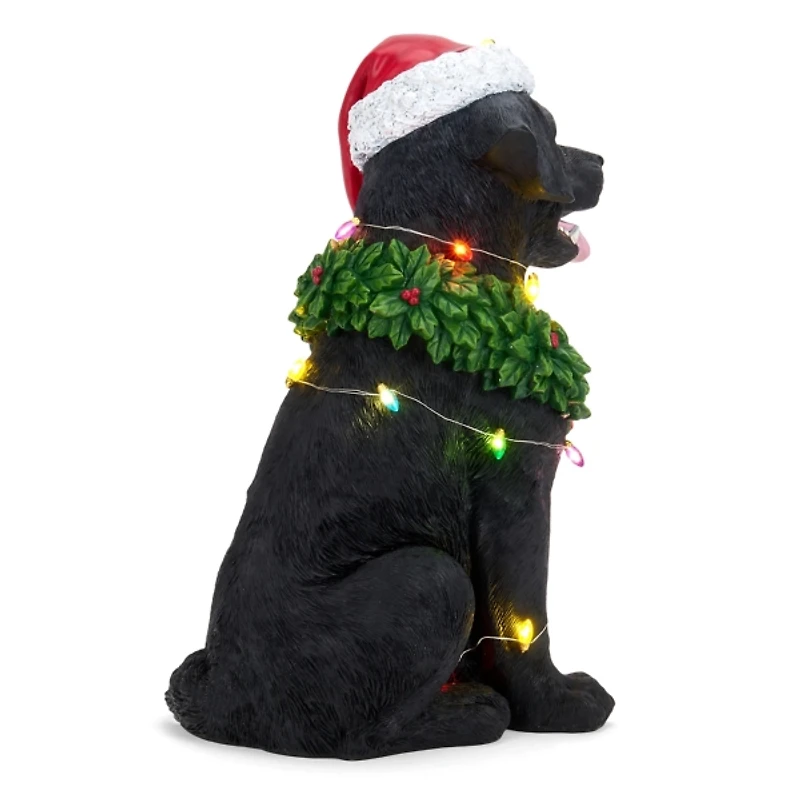 LED Black Lab Christmas Statue