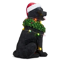 LED Black Lab Christmas Statue