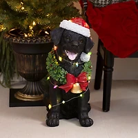 LED Black Lab Christmas Statue