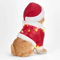 LED Bulldog Christmas Statue
