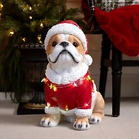 LED Bulldog Christmas Statue