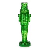 LED Green Glass Nutcracker Figurine