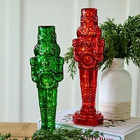 LED Green Glass Nutcracker Figurine