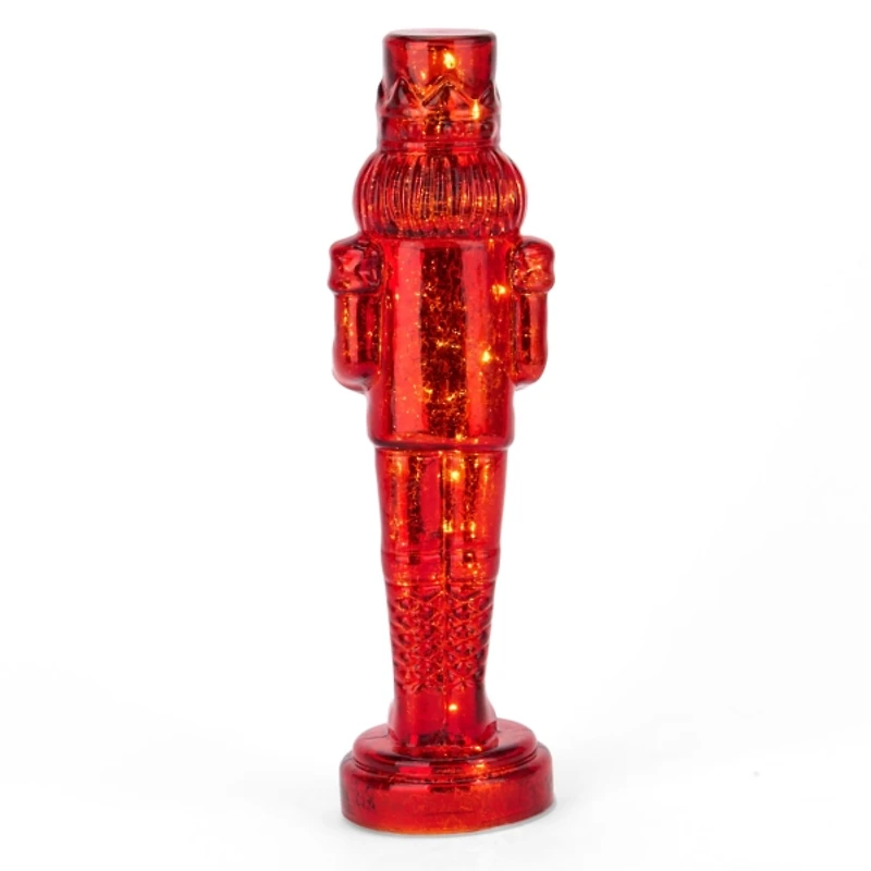 LED Red Glass Nutcracker Figurine