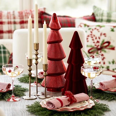 LED Red Glass Christmas Tree Statue, 18 in.