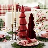 LED Red Glass Christmas Tree Statue, 18 in.