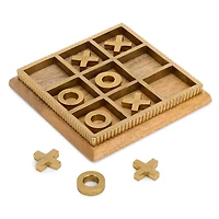 Gold Metal & Wood Tic Tac Toe Board
