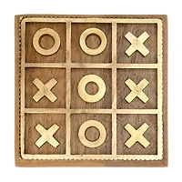 Gold Metal & Wood Tic Tac Toe Board