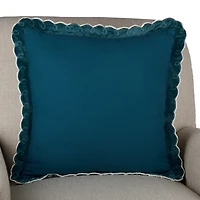 Blue Velvet Looped Trim Pillow