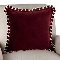 Maroon Velvet Looped Trim Pillow