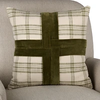Plaid Velvet Cross Pillow