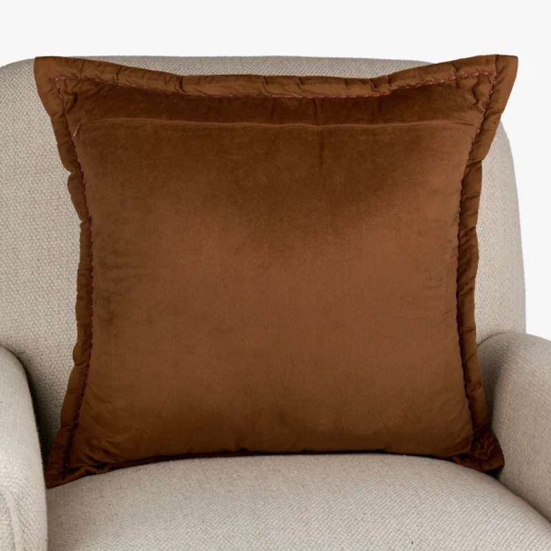 Brown Velvet Flange Throw Pillow