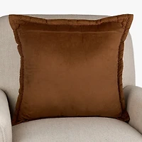 Brown Velvet Flange Throw Pillow