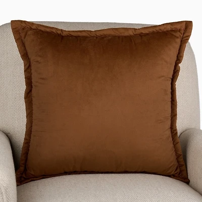 Brown Velvet Flange Throw Pillow