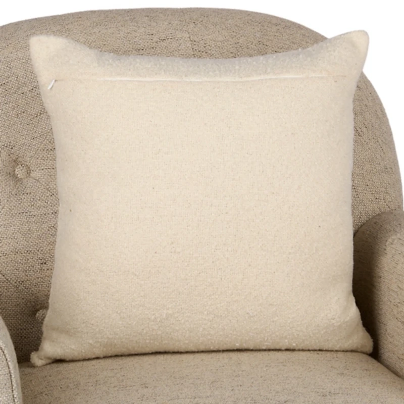 Cream Boucle Velvet Bow Pillow