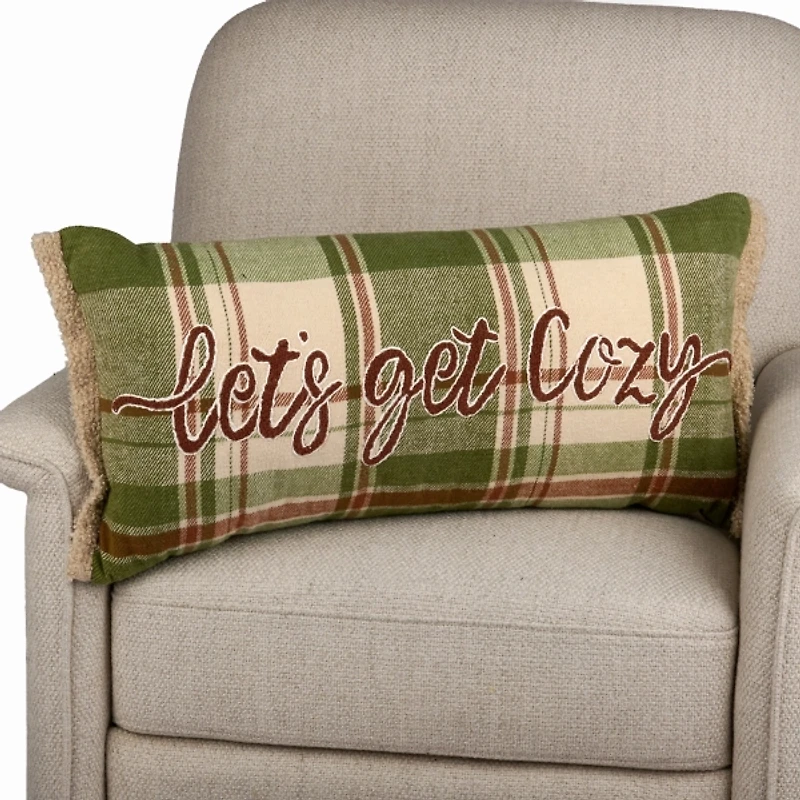 Lets Get Cozy Plaid Lumbar Pillow