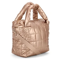 Metallic Gold Woven Puffy Tote