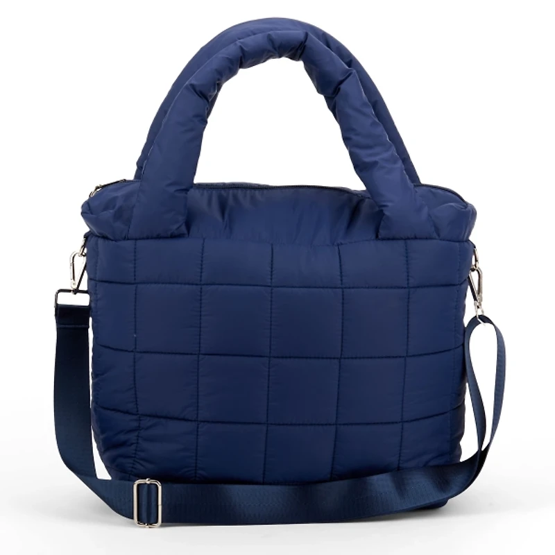 Matte Navy Woven Puffy Tote