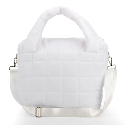Matte White Woven Puffy Tote