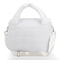 Matte White Woven Puffy Tote