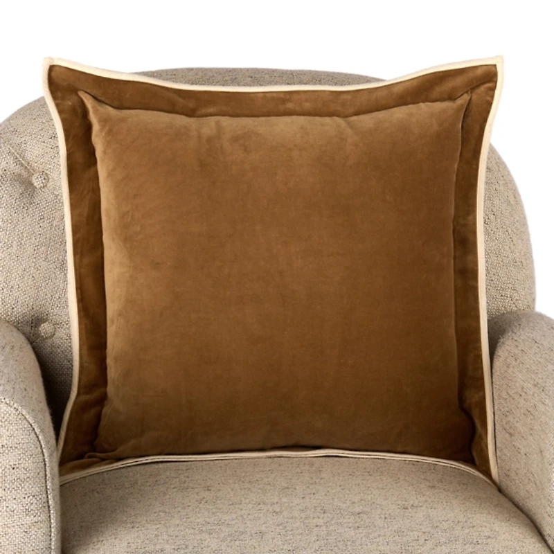 Brown Velvet Double Flange Pillow