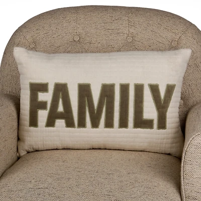 Green Velvet Family Lumbar Pillow