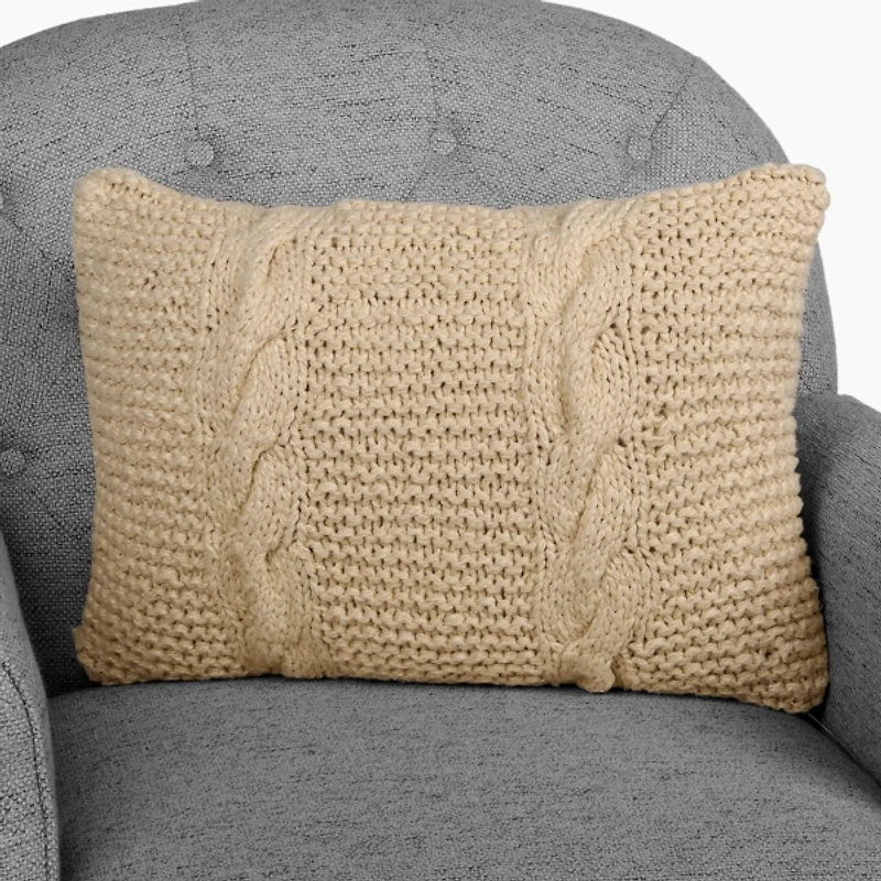Tan Chunky Knit Lumbar Pillow