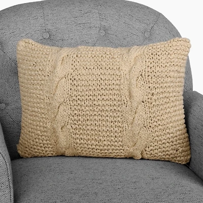Tan Chunky Knit Lumbar Pillow