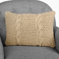 Tan Chunky Knit Lumbar Pillow