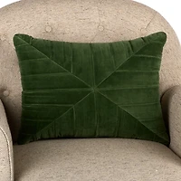 Green Pleated Velvet Lumbar Pillow