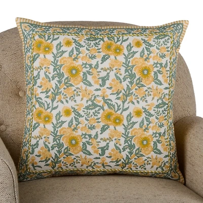 Yellow Stella Floral Print Pillow