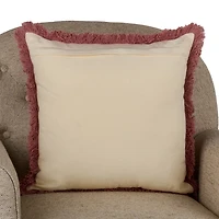 Blush Botanical Print Fringe Pillow
