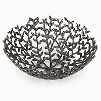 Botanical Silver Metal Decorative Bowl