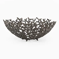 Botanical Silver Metal Decorative Bowl