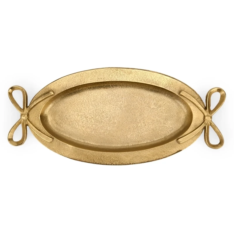 Gold Oval Tray with Bow Handles