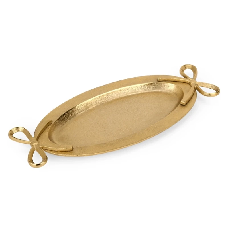 Gold Oval Tray with Bow Handles