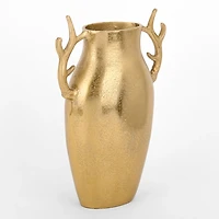 Gold Metal Antler Vase