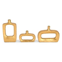Gold Cutout Modern Bud Vases, Set of 3