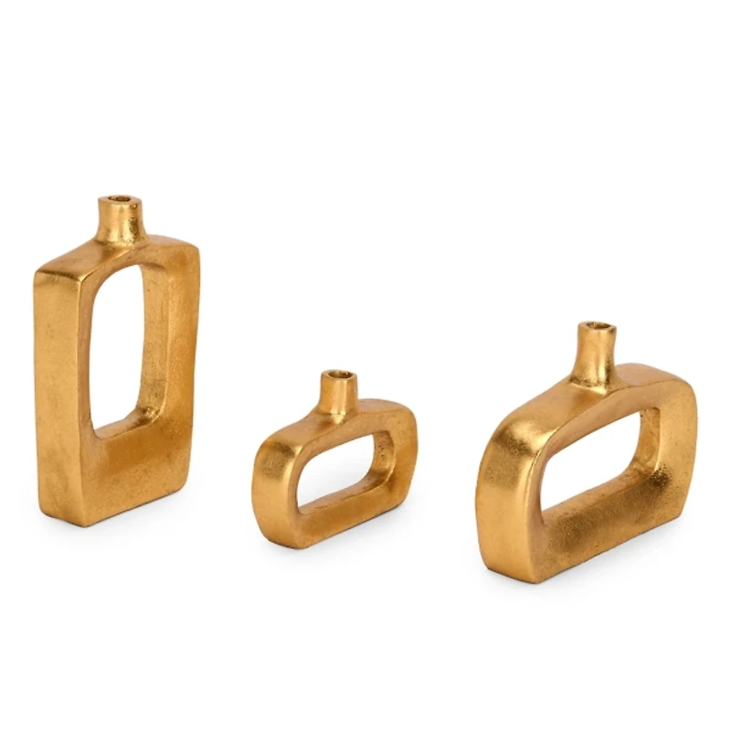 Gold Cutout Modern Bud Vases, Set of 3