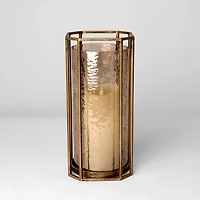 Gold Faceted Glass Hurricane Lantern