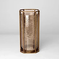 Gold Faceted Glass Hurricane Lantern