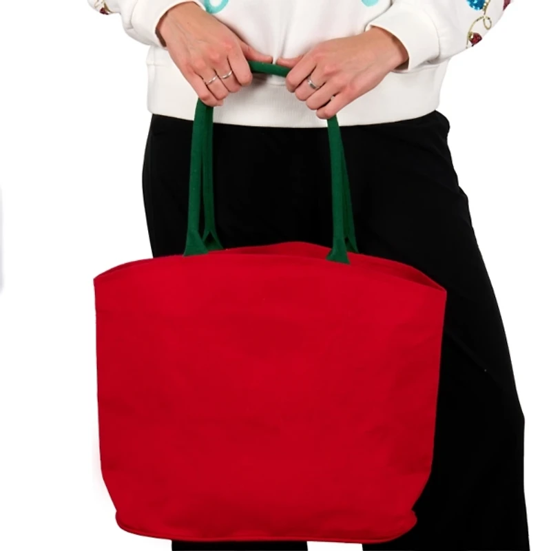 Red Sequin Christmas Lights Tote